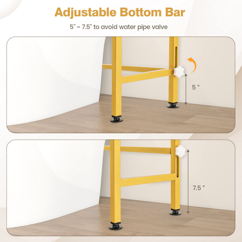 Belli Metal Freestanding Over The Toilet Storage, Gold
