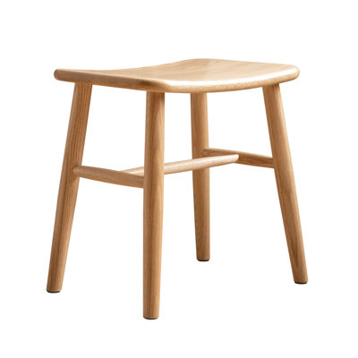17.72"W Solid Wood Accent Stool Stool with Curved Seat for Bedroom and Living Room