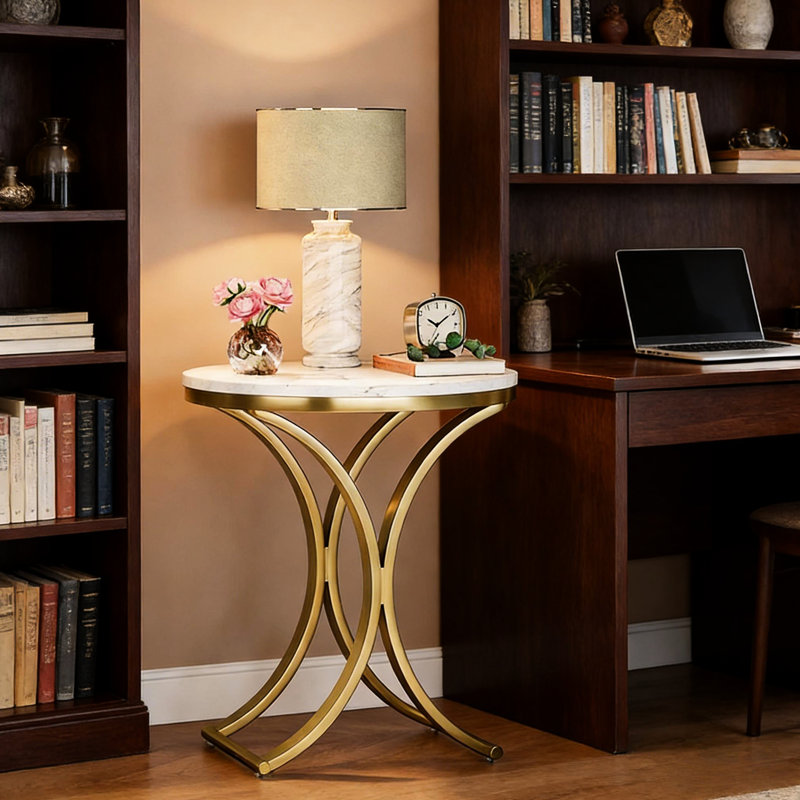 Table d'appoint pour canapé polyvalente, table de bout ronde chic, table basse étroite