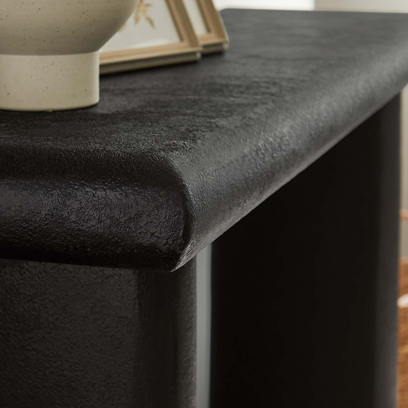 Black Wood and Concrete Console Table with Storage