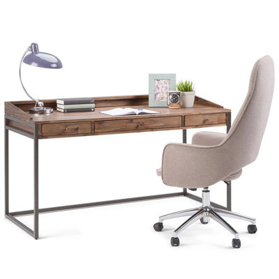 Ralston Solid Acacia Wood Desk, Industrial Style with Keyboard Tray by Simpli Home