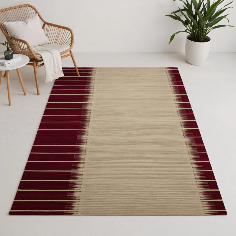 Tapis intérieur / extérieur beige HorizontalStripes, Rectangulaire 3 pi x 5 pi