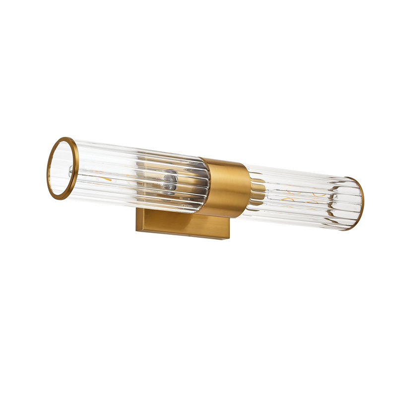 2 - Light Dimmable Bathroom Vanity Light , Clear Ribbed Glass Sconce