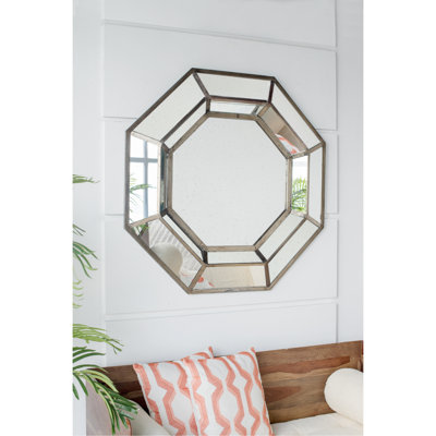 40" X 40" Oversized Silver Octagon Mirror, Mid-Century Modern Accent Mirror, For Living Room, Entryway, Bedroom, Hallway