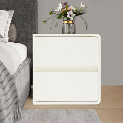  17.7" W Upholstered 2-Drawer Nightstand, Fully Assembled Modern Bedside Table (Left Hand)