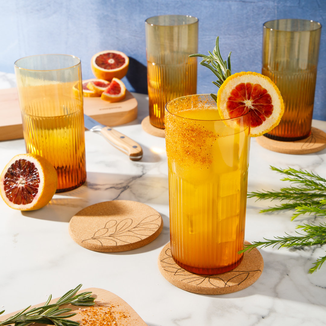Lyon Sky Ribbed Drinking Glass, Tumeric Yellow