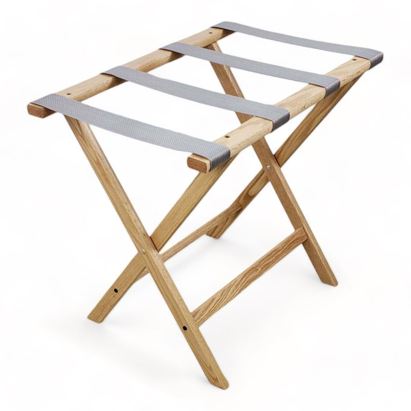 Porte-bagages pliable en bois, Chêne clair, gris
