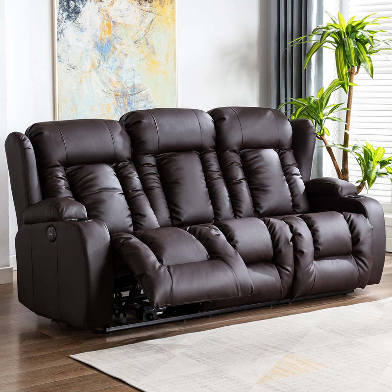 Deneishia 3 Seater Reclining Sofa, Brown