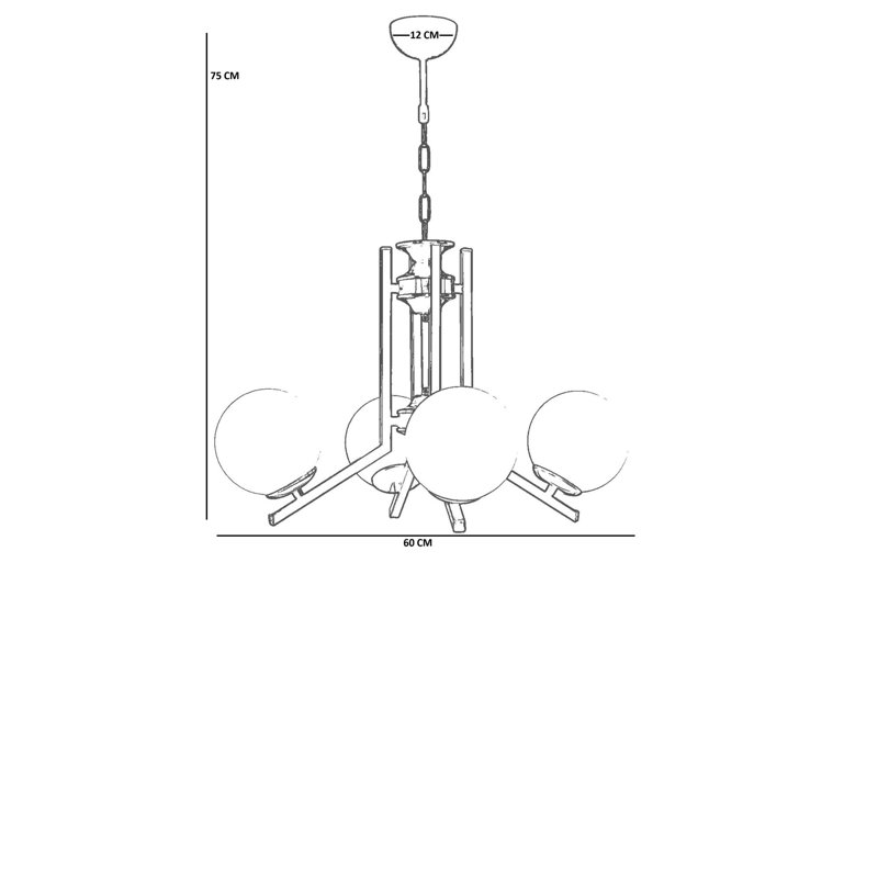 Lustre, Blanc/Noir, 4 étages, Quatre lumières