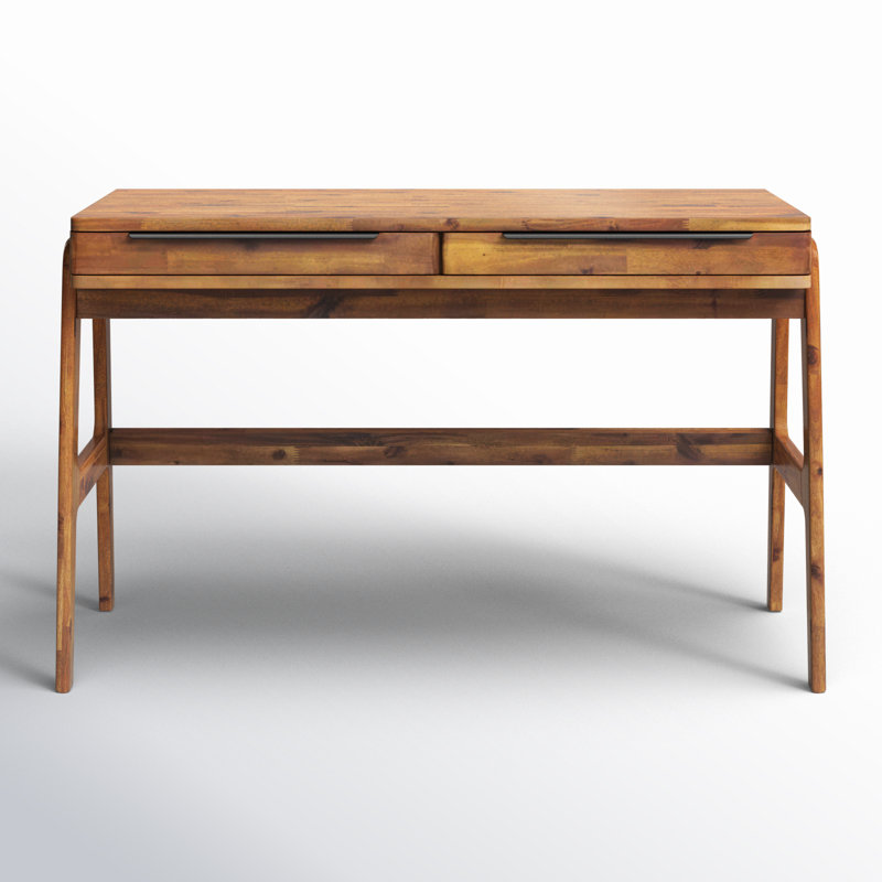 Sacario 49" Solid Acacia Wood Writing Desk with Drawers
