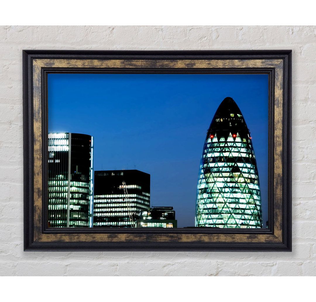 London Gherkin Night Lights - Einzelne Bilderrahmen Kunstdrucke