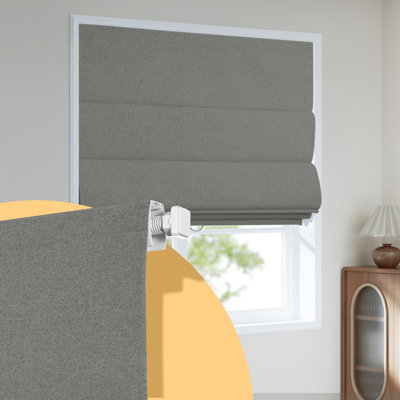 No Tools No Drill Top Down Bottom Up Roman Shades for Windows,Cordless Blackout Window Shades,Light Grey,47"W X 48"H