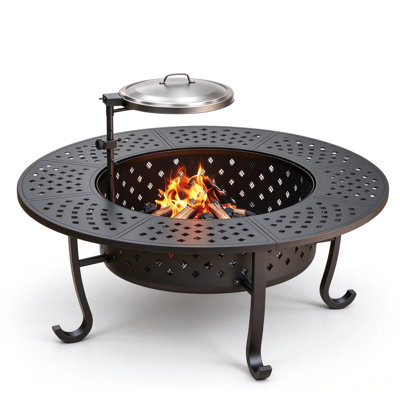 Acier 48 po Foyer d'extérieur au bois avec 2 grils et couvercle - Patio