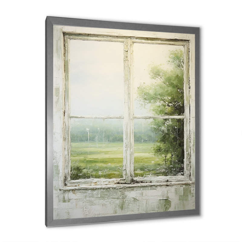 «Countryside Calm Farm Windows I - Farmhouse Windows», art mural, Cadre simple argenté, H 32 po x l 16 po x P 1 po