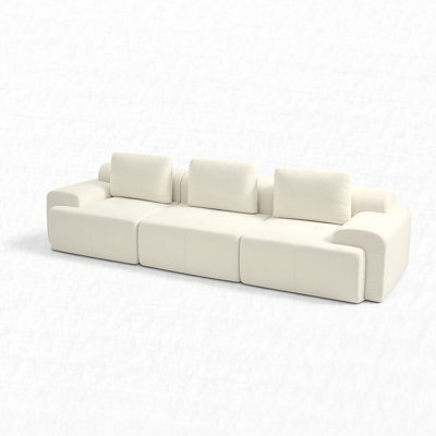 122" Wide Modular Sofa With Plush Cushions And Track Arms Compression Sofa
