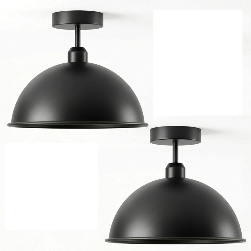 Semi Flush Mount, Black, No
