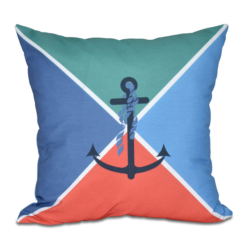 Nautical Nights Outdoor Reversible Throw Pillow, 18"x18", Green