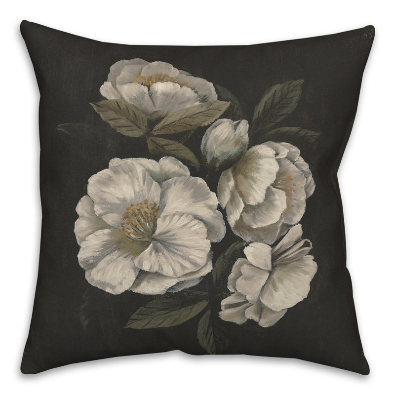 Coussin intérieur / extérieur à motif floral foncé foncé
