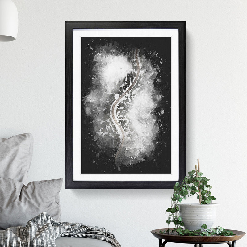 Road Through a Winter Forest - Picture Frame Graphic Art Print, Black Framed, 33cm H x 24cm W x 2cm D