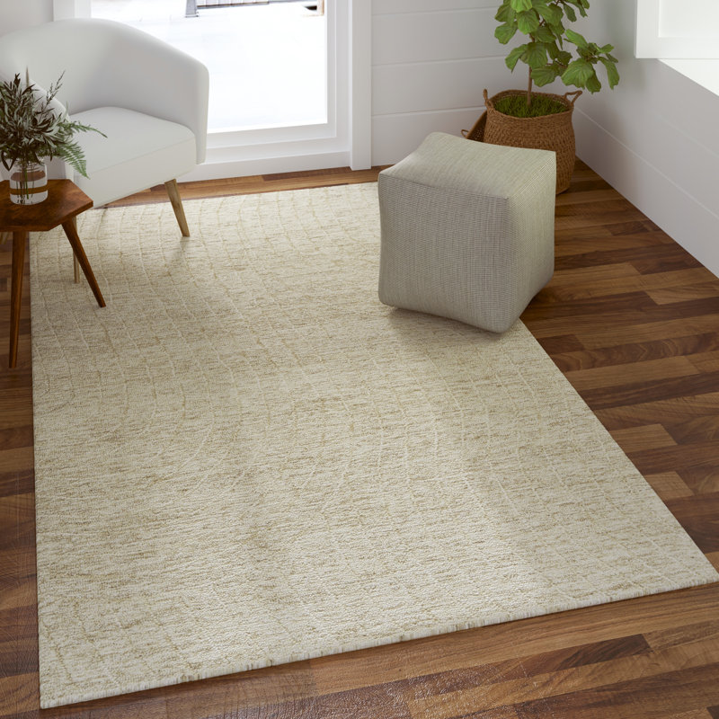 Tapis d'intérieur décontracté en laine naturelle fait à la main, Rectangle 7 pi 9 po x 9 pi 9 po