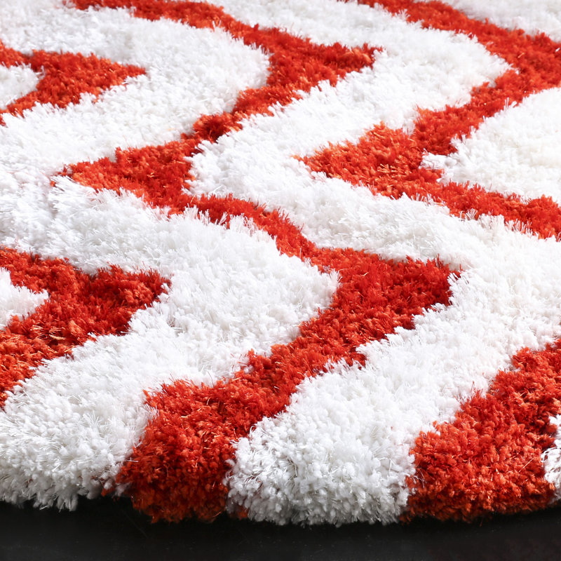 Pottsville Chevron Handmade Tufted Red Area Rug, Rectangle 5' x 8'