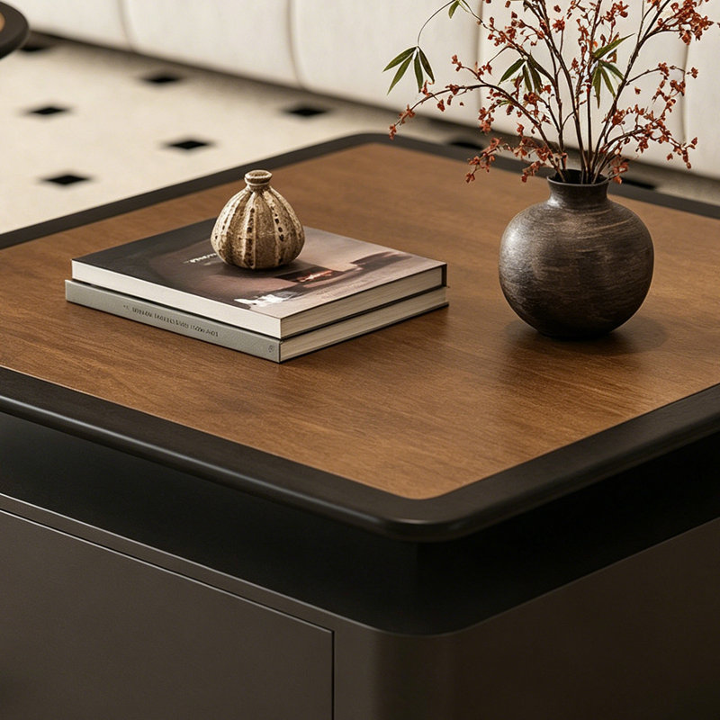 Table basse carrée en bois, Brun