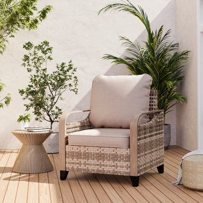 All Weather Wicker Outdoor Lounge Chair With Cushions