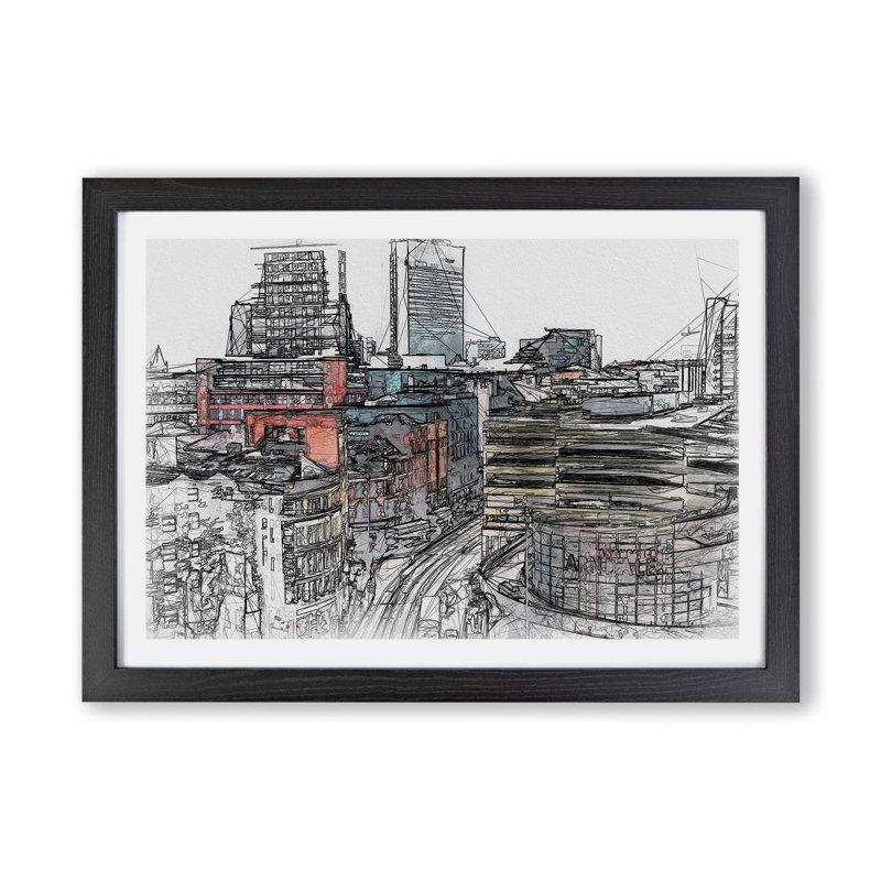 The Manchester Skyline - Framed Print, Black, 33cm H x 45cm W x 2cm D