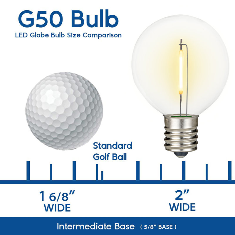 Novelty Lights 25 Pack G50 LED Replacement Bulbs, E12 LED Bulb, 0.65W Diamond Faceted Shatterproof Warm White Globe String Light Bulbs for Patio Decor