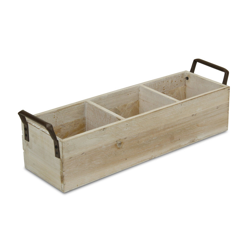 August Grove® Solid Wood Decorative Bin, White/Brown