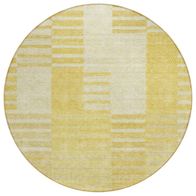 Tapis rond lavable à rayures 8 po