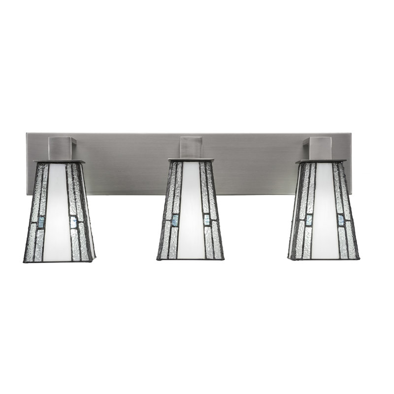 Barre d'éclairage de salle de bain 3 lumières Apollo au fini graphite avec verre carré 5 po