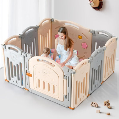 Parc pour bébé à 14 panneaux, parc pliable pour bébés et tout-petits, aire de jeu de clôture pour bébé sécuritaire, aire de jeu facile à assembler pour l'intérieur et l'extérieur