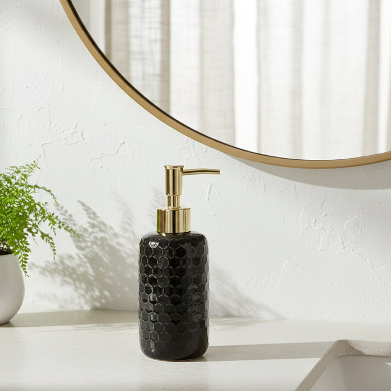 Distributeur de savon en nid d'abeille noir Haight - ensemble de 2