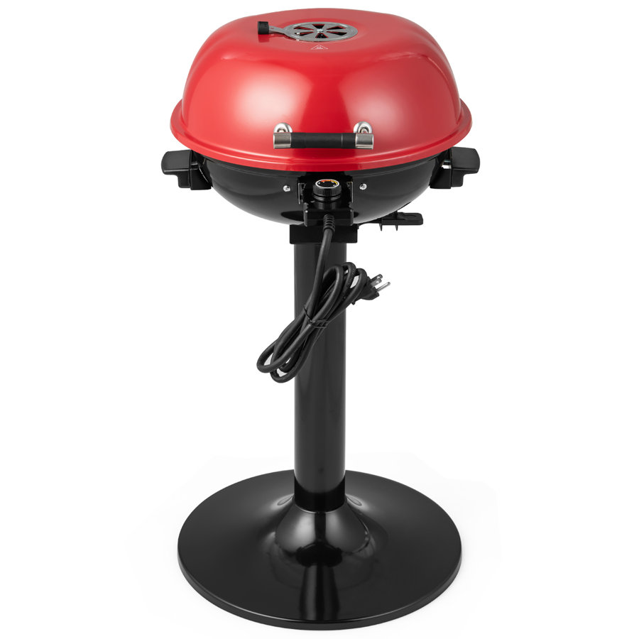 Costway 1600w Electric Bbq Grill With Warming Rack, Temperature Control & Grease Collector Red