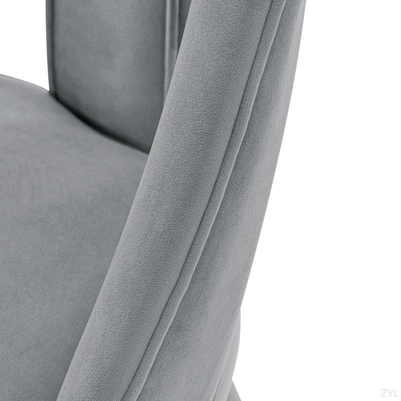 Chaise rembourrée en velours, Gris, Or / Gris