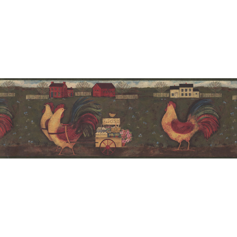 Bordure de papier peint avec coq Presson, Beige