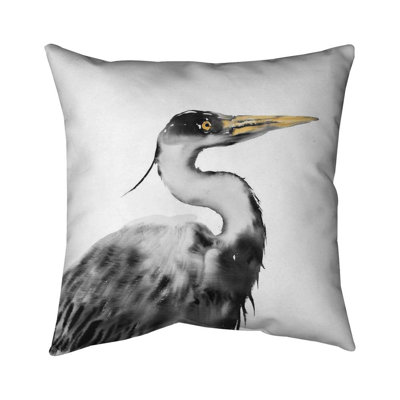 Great heron - 16"x16" Throw pillow cover - Poly twill - Print on demand