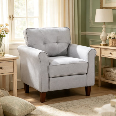 Fauteuil d'appoint rembourré pour petits espaces, capitonné et gris clair clair