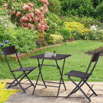 2 - Person Wicker Patio Dining Set with Square Table , Cushions Included