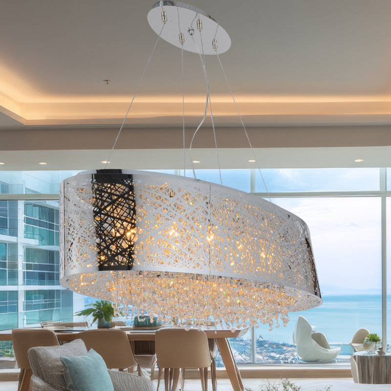 Lustre en cristal 10 lumières Cotten, Chrome chrome