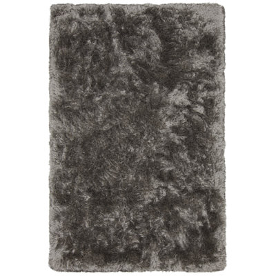 Joellen Authentic Hand-Woven Handmade High Pile & Thick Modern Classic Design Silver & Gray Shag Polyester Area Rug
