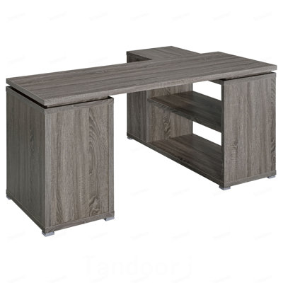 Bureau en T gris à 3 tiroirs Tona