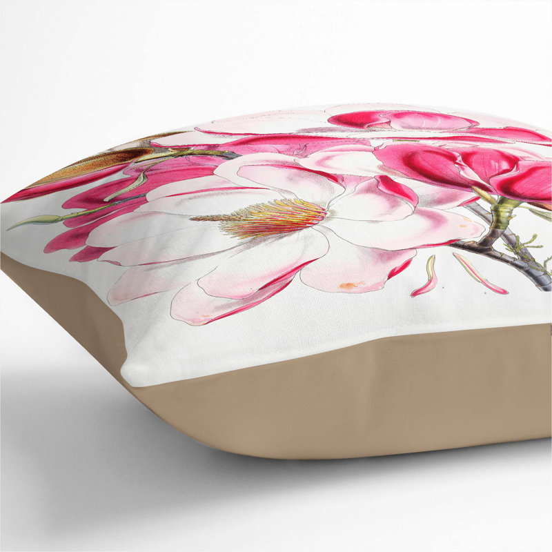 Floral Square Throw Cushion, Stone, 40cm H x 40cm W x 15cm D
