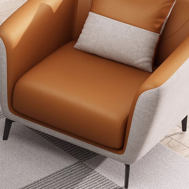 Simple fashion colour matching design sofa, Orange/Off-White Faux Leather