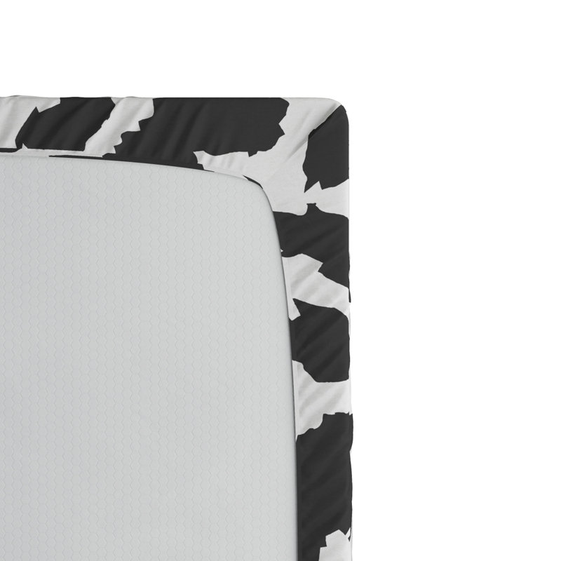 Microfiber Fitted Sheet, Black/White Geometric Shapes, Full Fitted Sheet