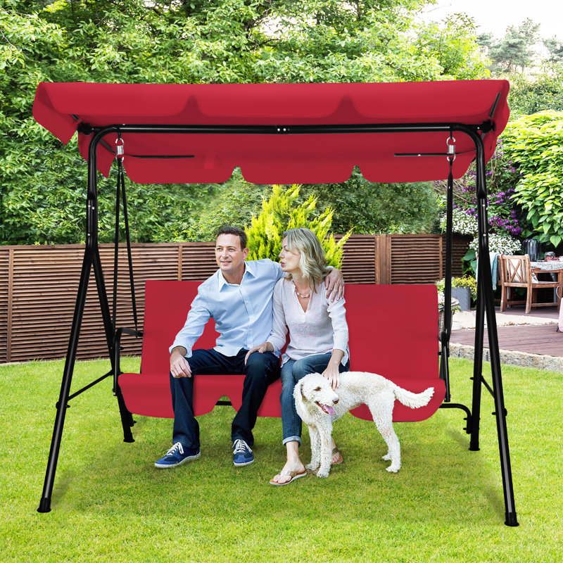 Balancelle 3 personnes avec auvent réglable, Rouge