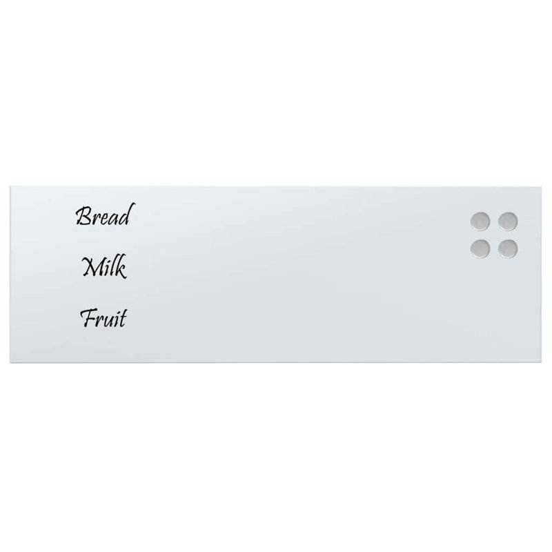 Wall-Mounted Magnetic Board Tempered Glass, White, 30cm H x 80cm W