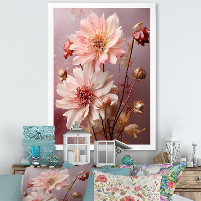 «Pink Whispering Fall Petals - Fuschia», art mural