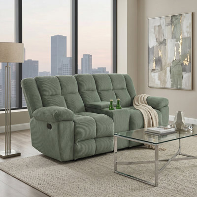 Modo Green Stripe Fabric Manual Recling Loveseat (1 Piece)